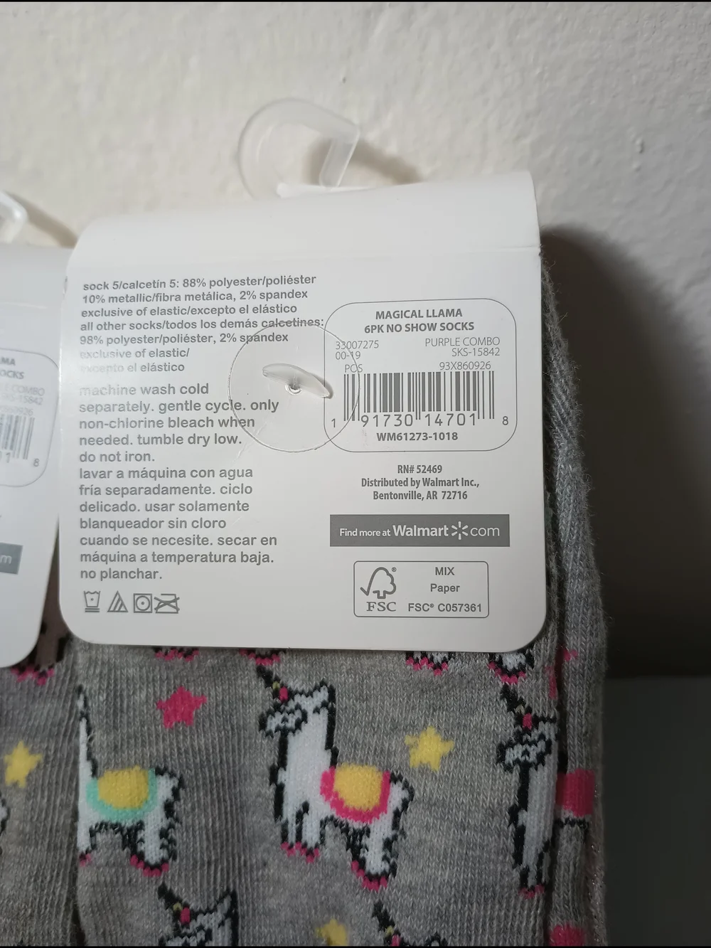 Wonder Nation Girls' No Show Magical Llama Socks (2)